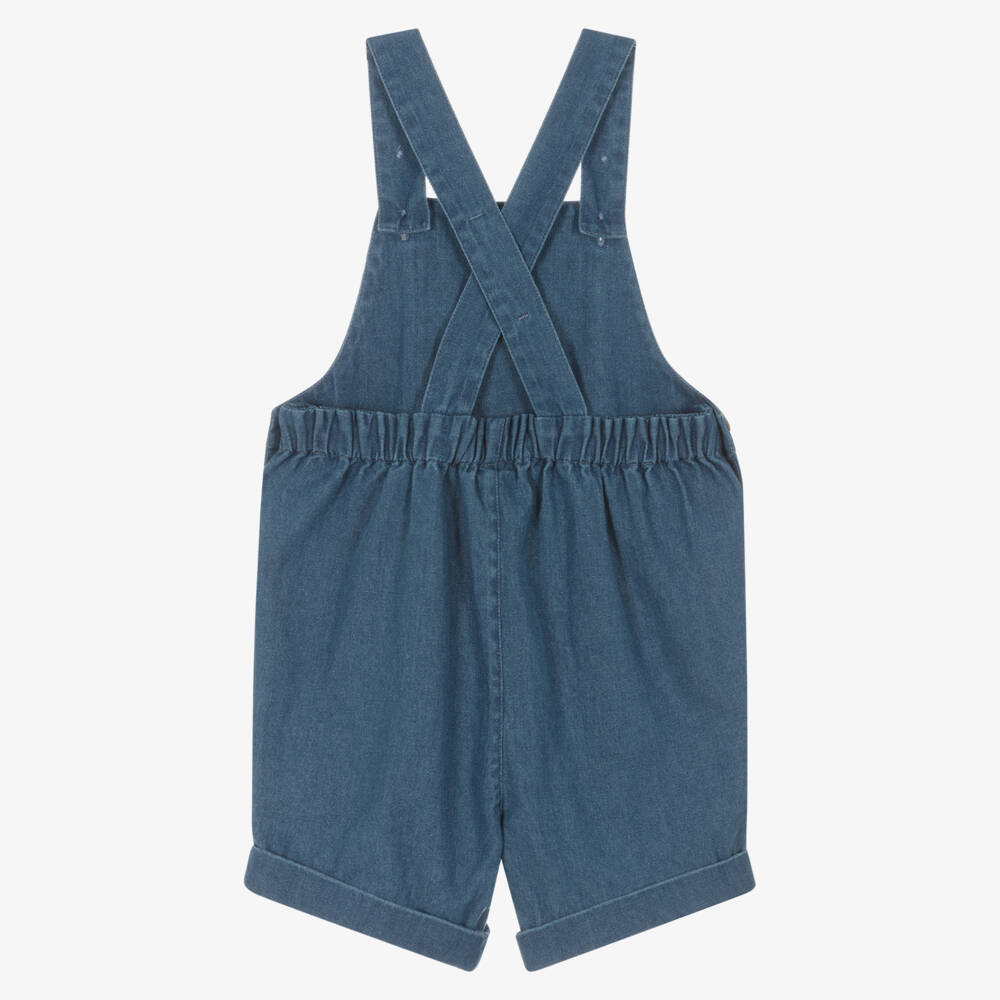 Frugi-Boys Blue Organic Denim Car Dungaree Shorts | Childrensalon Outlet