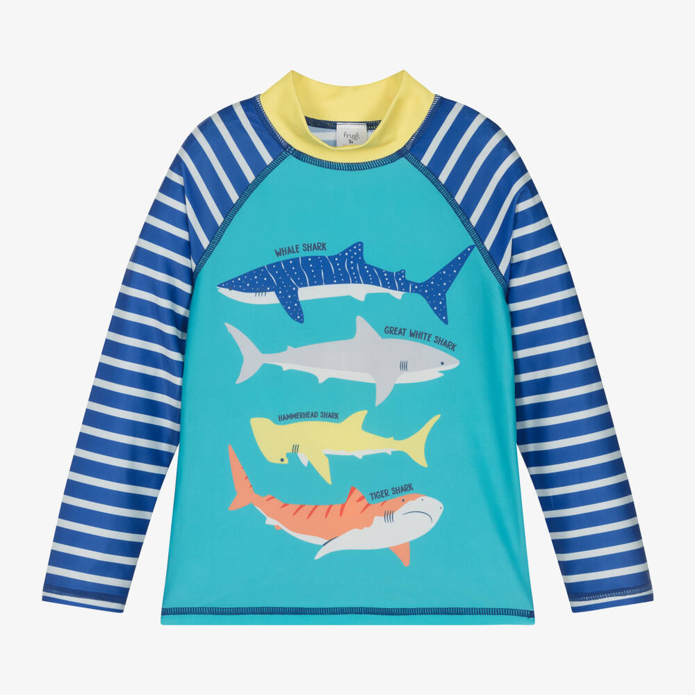 Frugi-Boys Blue Shark Sun Protective Top (UPF50+) | Childrensalon Outlet