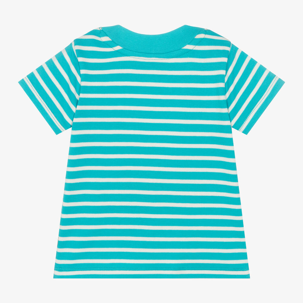 Frugi-Boys Blue Striped Cotton Leopard T-Shirt | Childrensalon Outlet