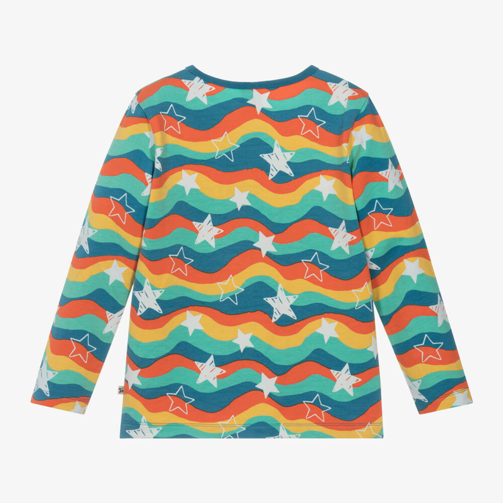 Frugi-Boys Blue Striped Stars Tee | Childrensalon Outlet