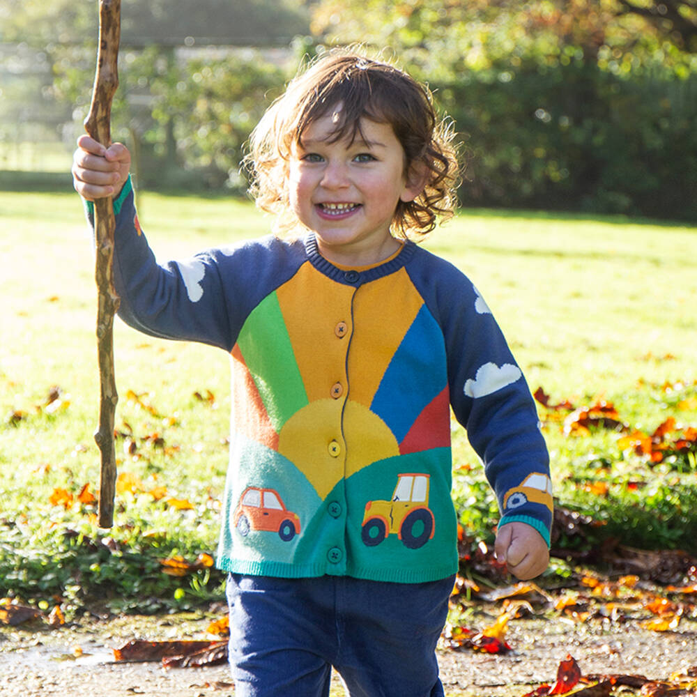 Frugi-Boys Blue Sunrise Knit Cardigan | Childrensalon Outlet