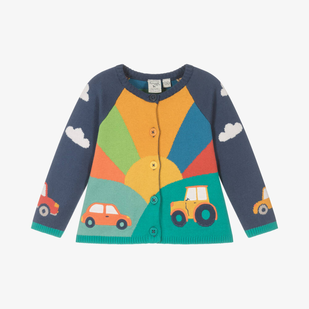 Frugi-Boys Blue Sunrise Knit Cardigan | Childrensalon Outlet