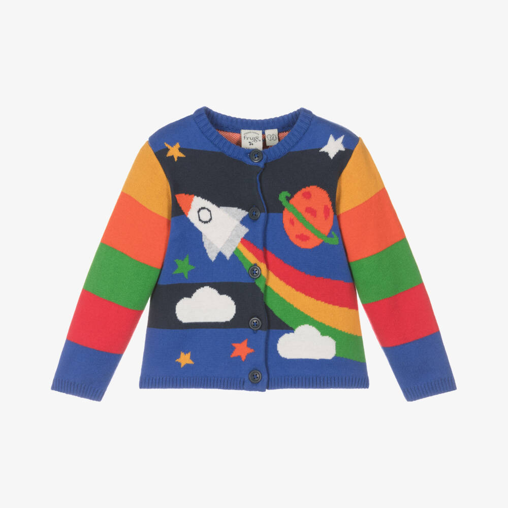 Frugi-Boys Cosmic Blue Knit Cardigan | Childrensalon Outlet
