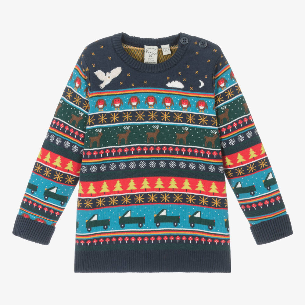 Frugi - Boys Festive Cotton Fair Isle Sweater | Childrensalon