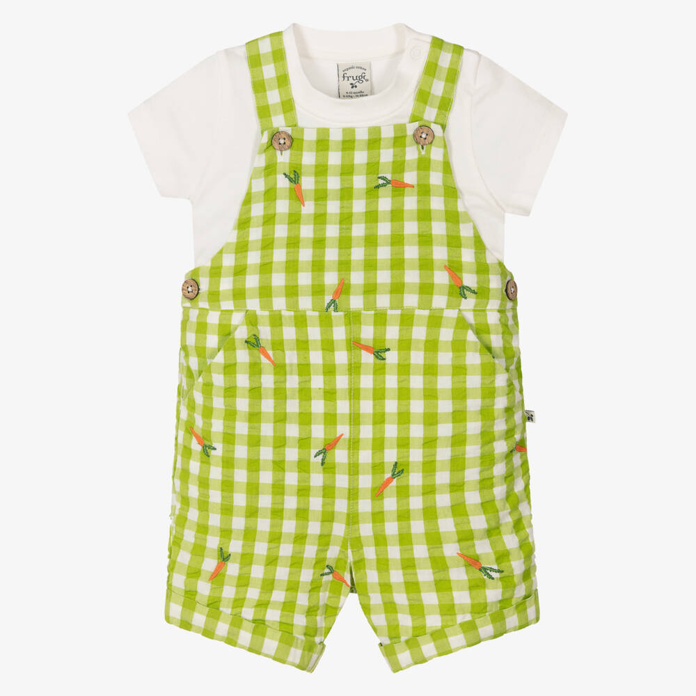 Frugi-Boys Green Checkered Seersucker Outfit | Childrensalon Outlet