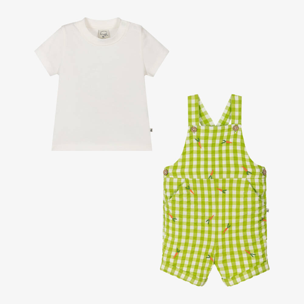 Frugi-Boys Green Checkered Seersucker Outfit | Childrensalon Outlet