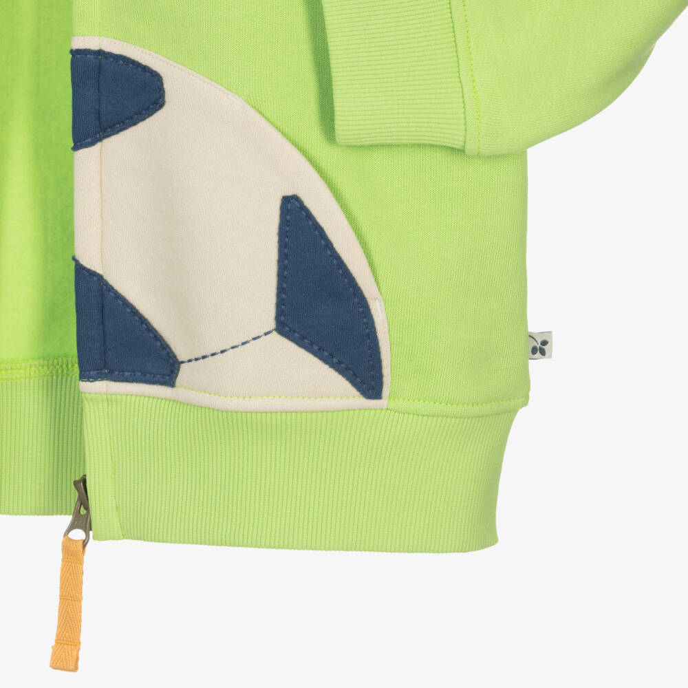 Frugi-Boys Green Cotton Football Zip-Up Top | Childrensalon Outlet
