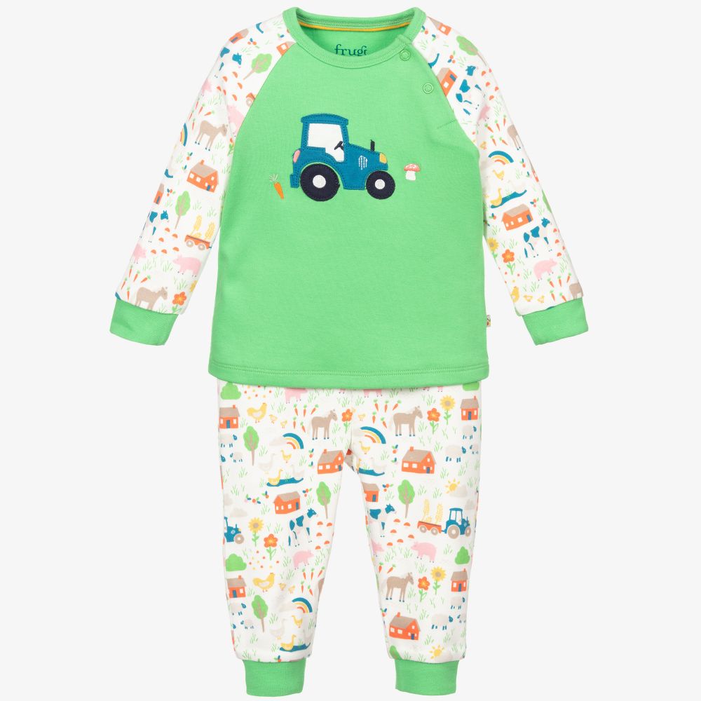 Frugi - Boys Green Farm Pyjamas | Childrensalon