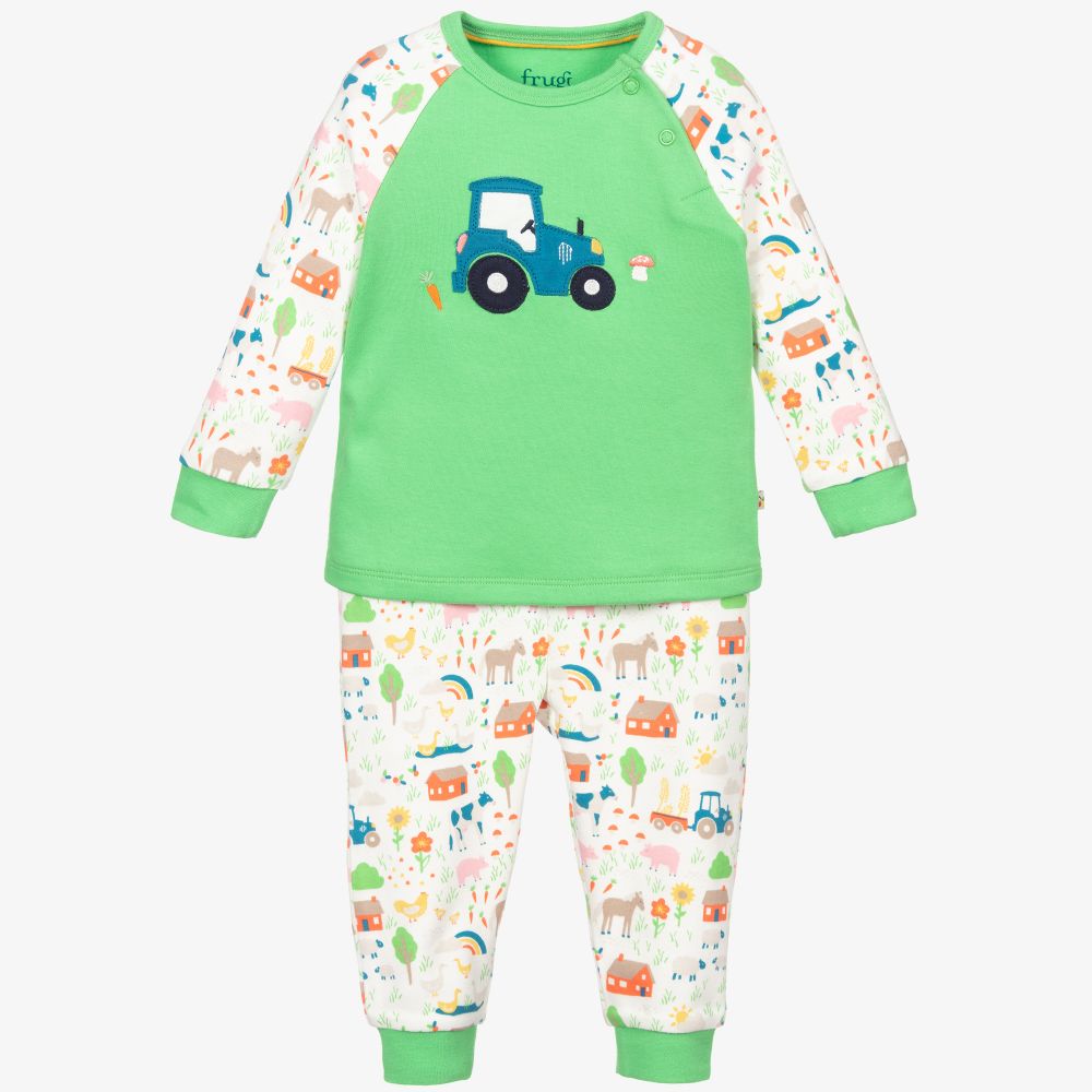 Frugi-Boys Green Farm Pyjamas | Childrensalon Outlet