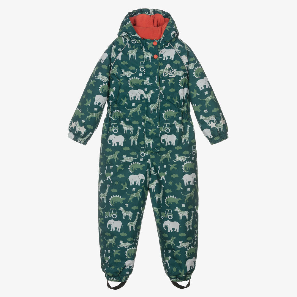 Frugi - Boys Green Jungle Snowsuit | Childrensalon