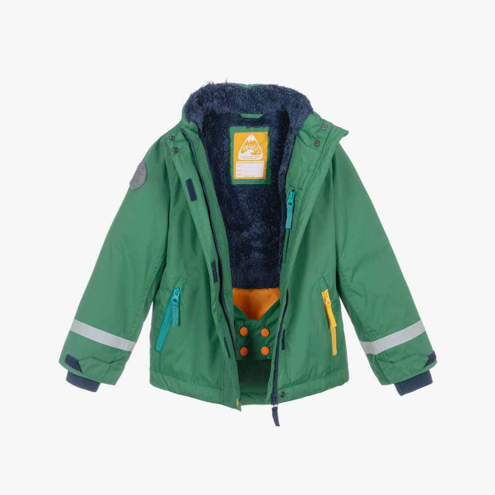 Frugi-Boys Green Mountain Scene Ski Jacket | Childrensalon Outlet