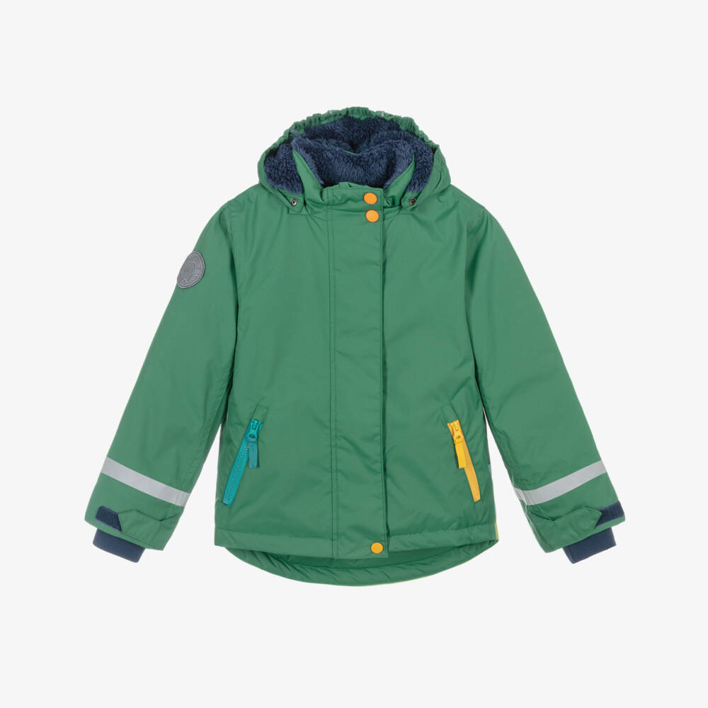 Frugi-Boys Green Mountain Scene Ski Jacket | Childrensalon Outlet