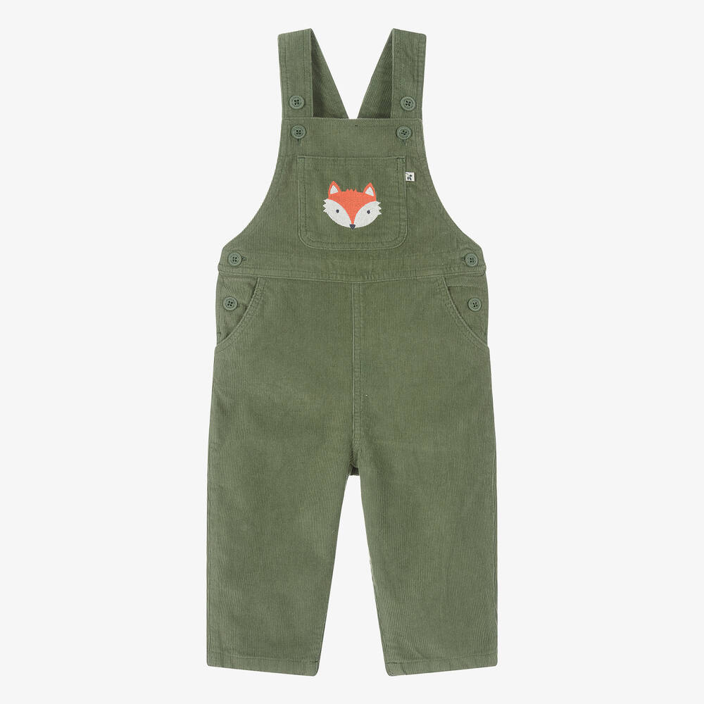 Frugi-Boys Green Organic Cotton Corduroy Dungarees  | Childrensalon Outlet