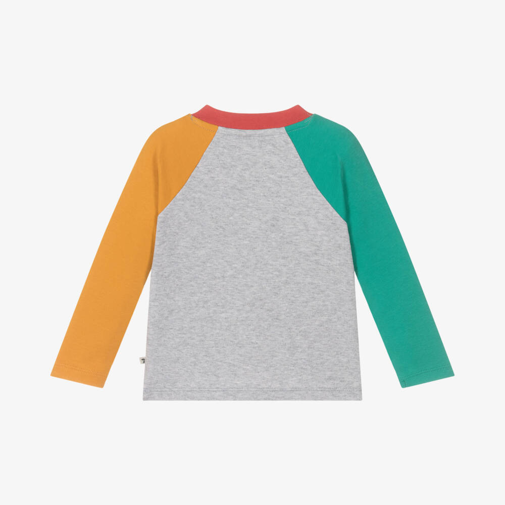Frugi-Boys Grey Tractor Appliqué Shirt | Childrensalon Outlet