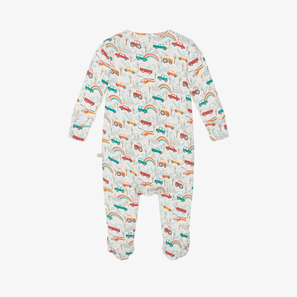 Frugi-Boys Ivory Tractor Print Babygrow | Childrensalon Outlet