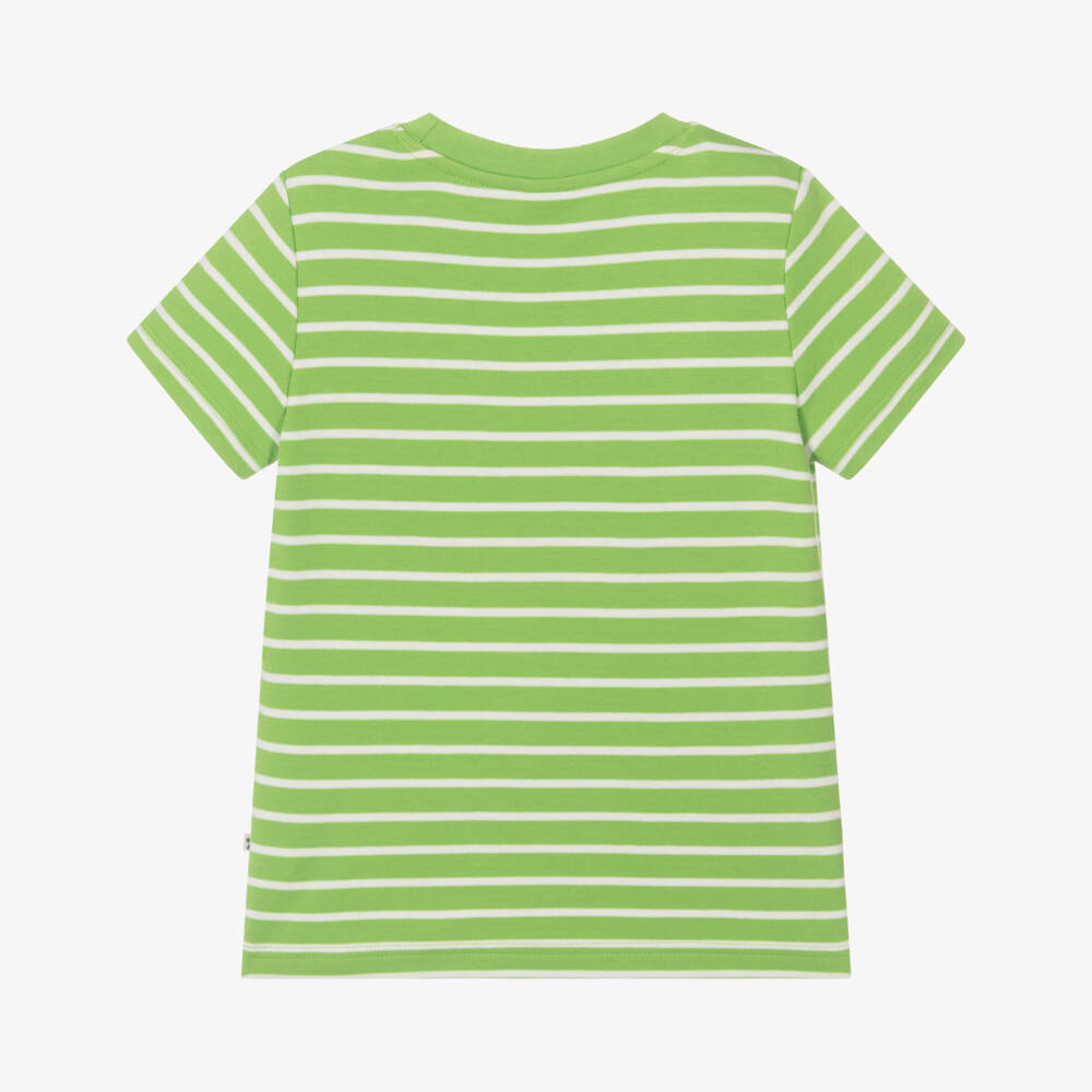 Frugi-Boys Lime Stripe Tractor Tee | Childrensalon Outlet