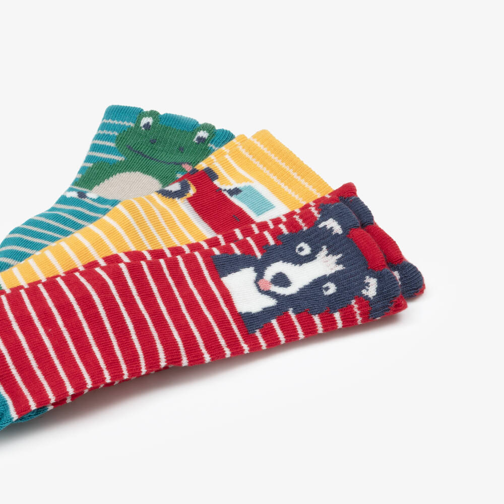 Frugi-Boys Multicolour Stripe Organic Cotton Socks (3 Pack) | Childrensalon Outlet
