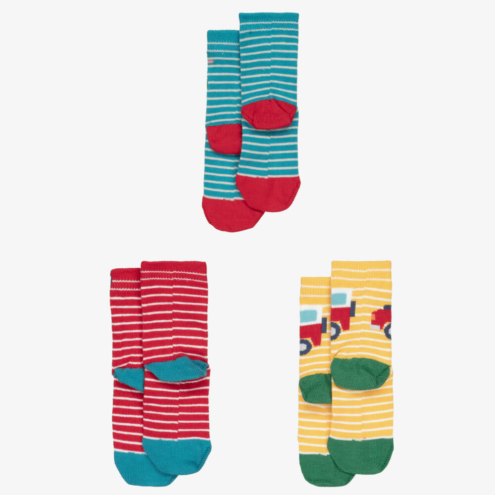 Frugi-Boys Multicolour Stripe Organic Cotton Socks (3 Pack) | Childrensalon Outlet