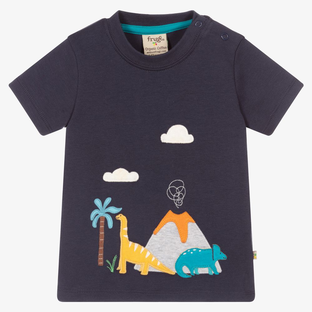 Frugi - Boys Navy Blue Cotton T-Shirt | Childrensalon