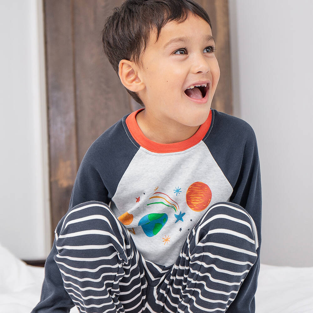Frugi-Boys Navy Blue & Grey Space Pyjamas | Childrensalon Outlet