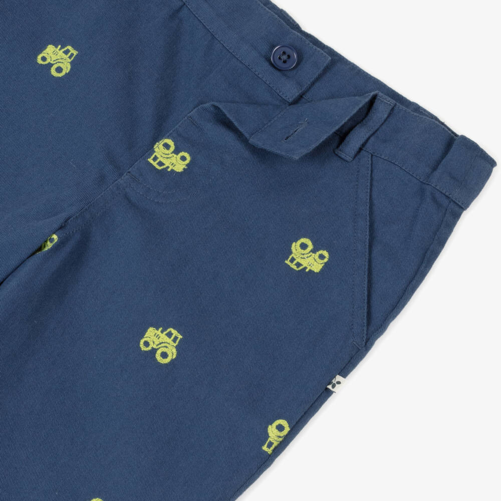 Frugi-Boys Navy Cotton Tractor Shorts | Childrensalon Outlet