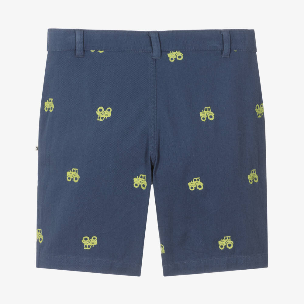 Frugi-Boys Navy Cotton Tractor Shorts | Childrensalon Outlet