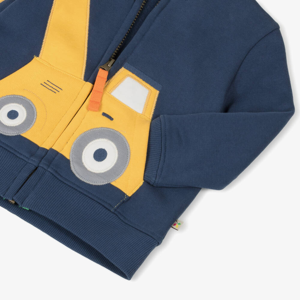 Frugi-Boys Navy Digger Hoodie Delight | Childrensalon Outlet