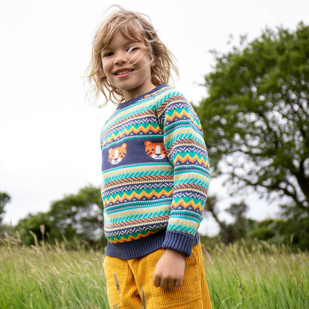 Frugi-Boys Navy Fair Isle Jumper | Childrensalon Outlet