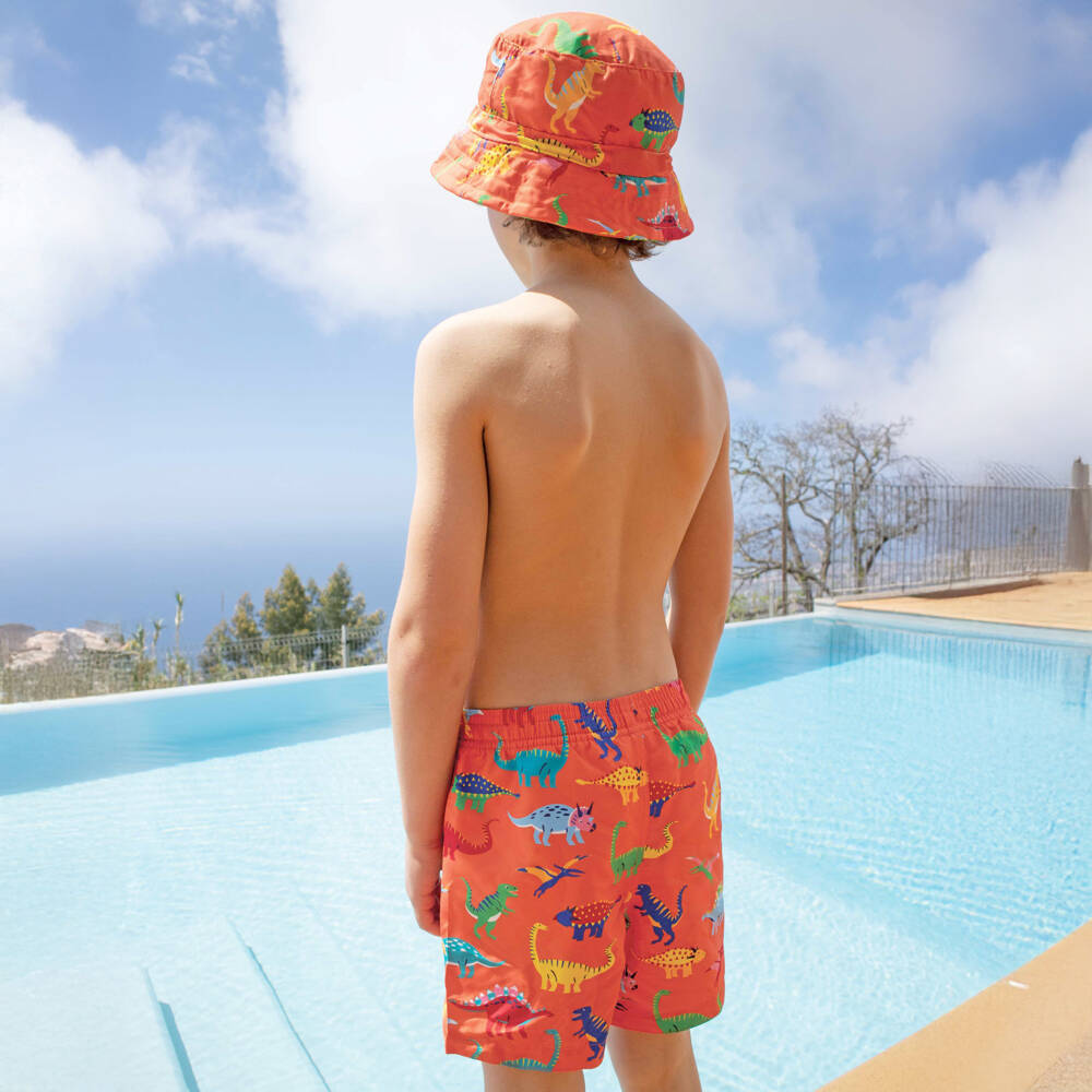 Frugi-شورت سباحة بطبعة ديناصورات لون برتقالي | Childrensalon Outlet