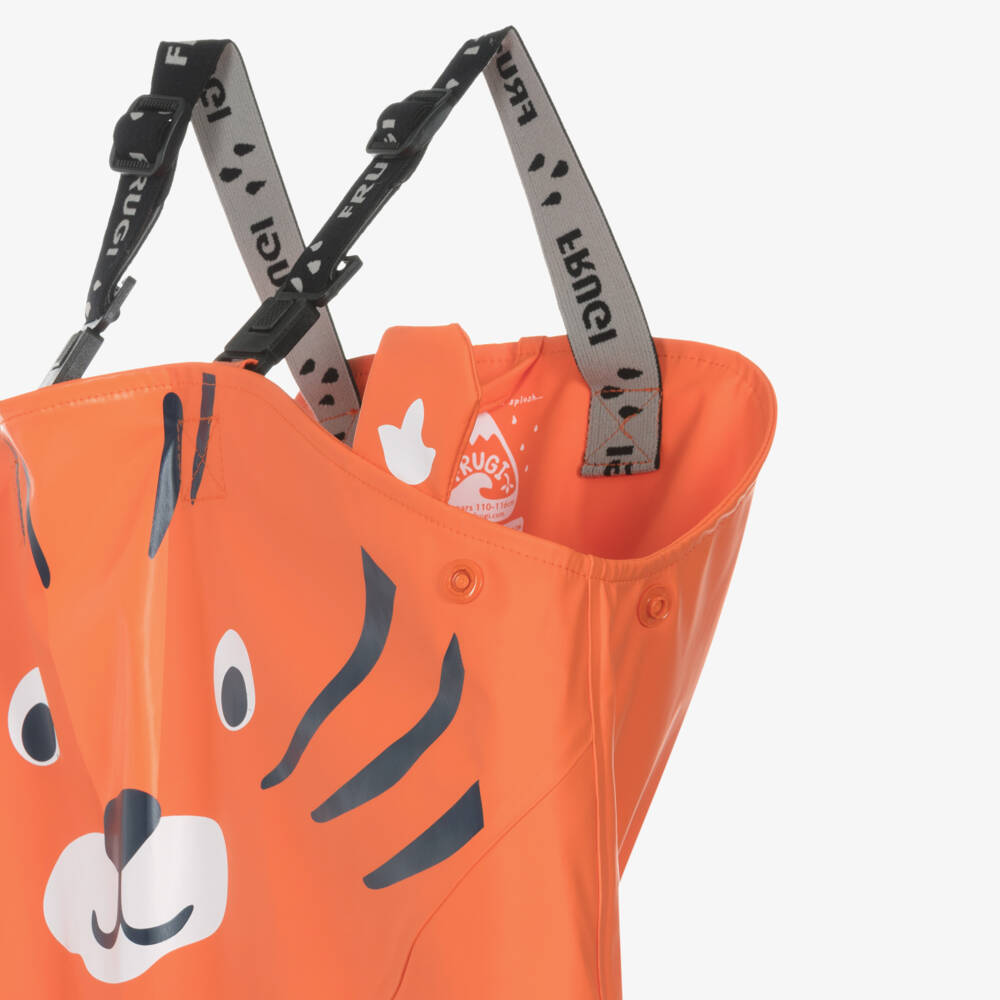 Frugi-Boys Orange Tiger Waterproof Dungarees | Childrensalon Outlet