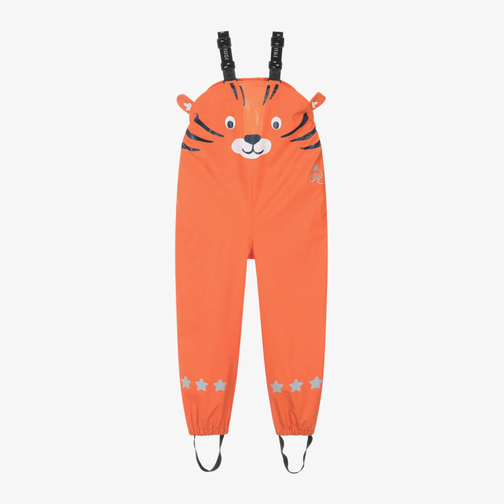 Frugi-Boys Orange Tiger Waterproof Dungarees | Childrensalon Outlet