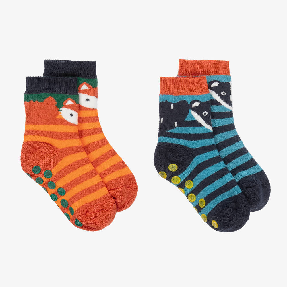 Frugi - Boys Organic Cotton Animal Socks (2 Pack) | Childrensalon