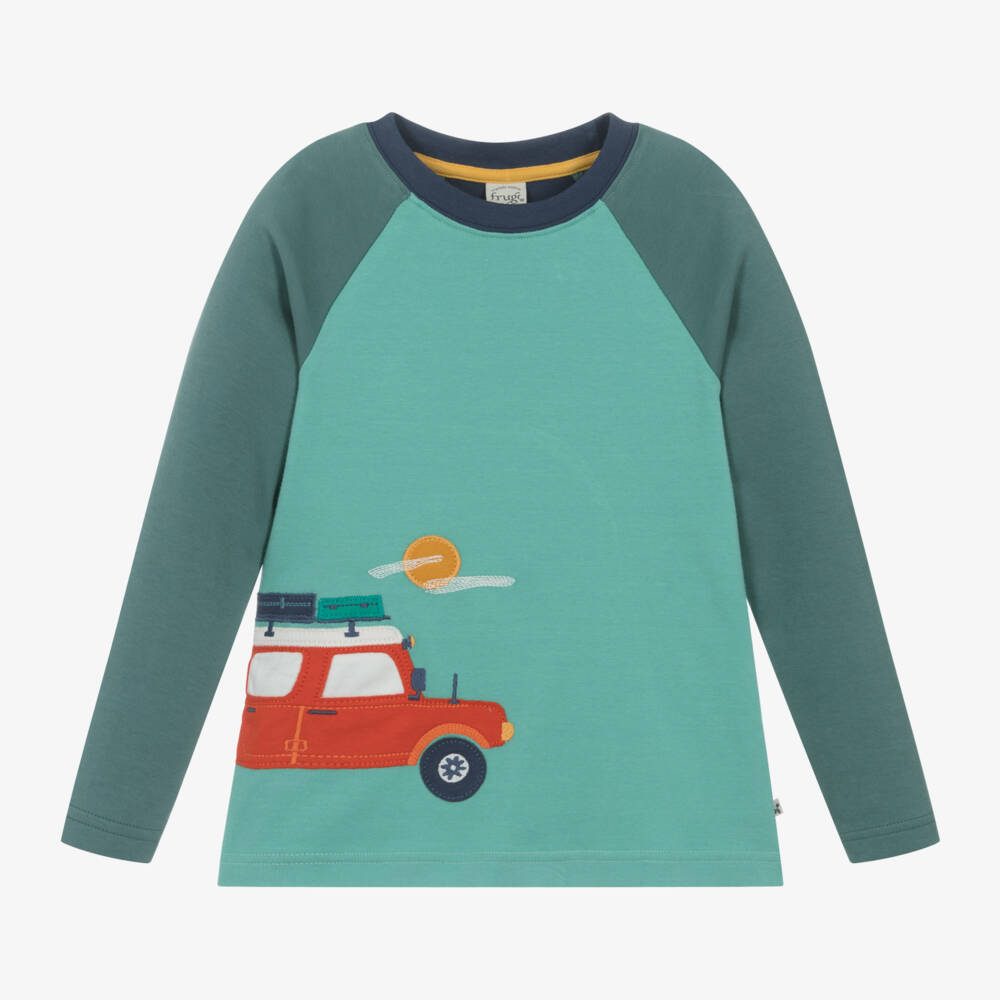Frugi-Boys Organic Green Camping Shirt | Childrensalon Outlet