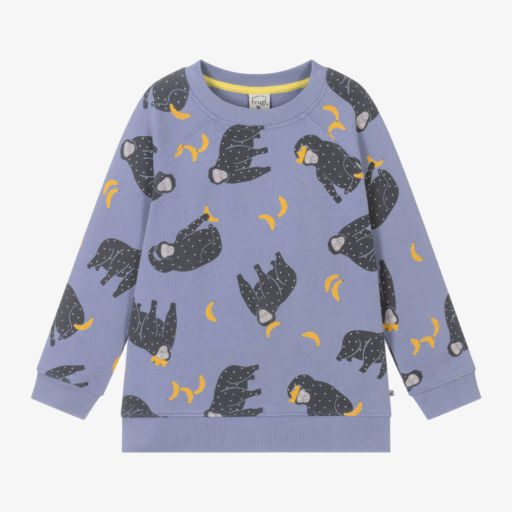 Frugi-Boys Purple Cotton Gorilla Sweatshirt | Childrensalon Outlet