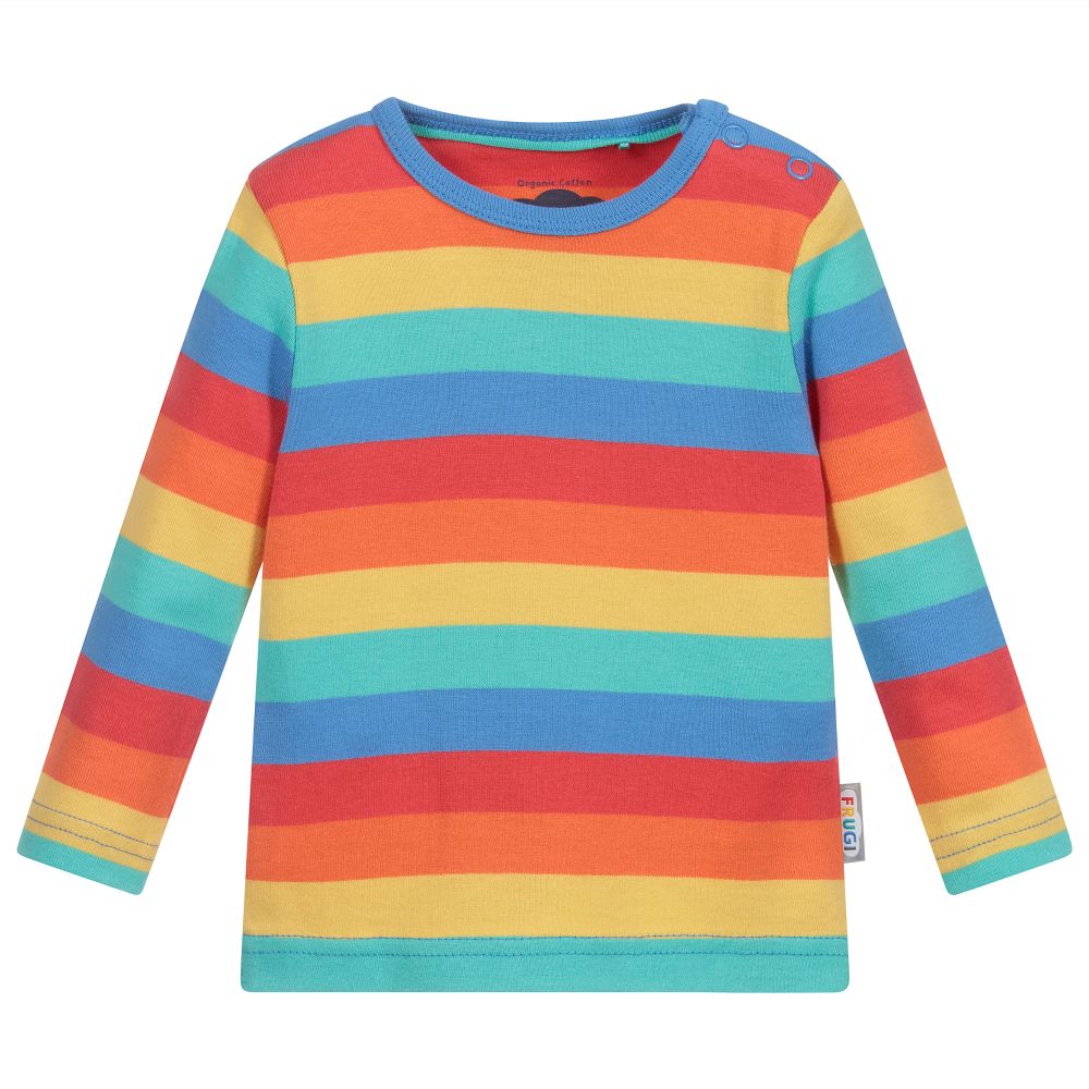 Frugi - Boys Rainbow Stripe Top | Childrensalon