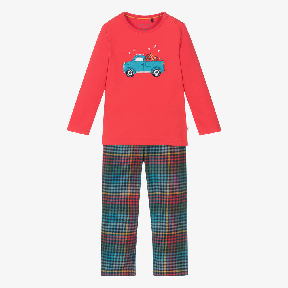 Frugi - Boys Red Cotton Truck Pyjamas | Childrensalon