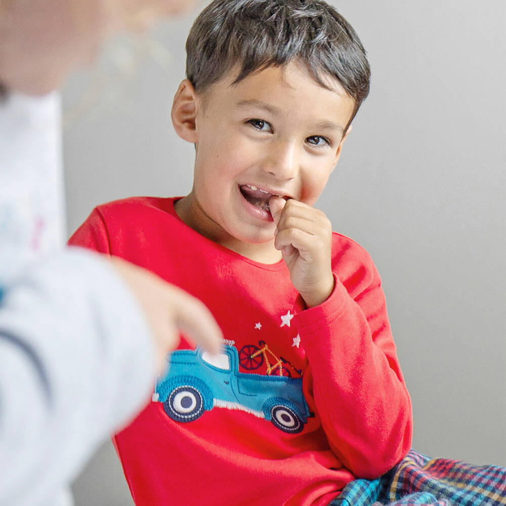 Frugi-Boys Red Cotton Truck Pyjamas | Childrensalon Outlet