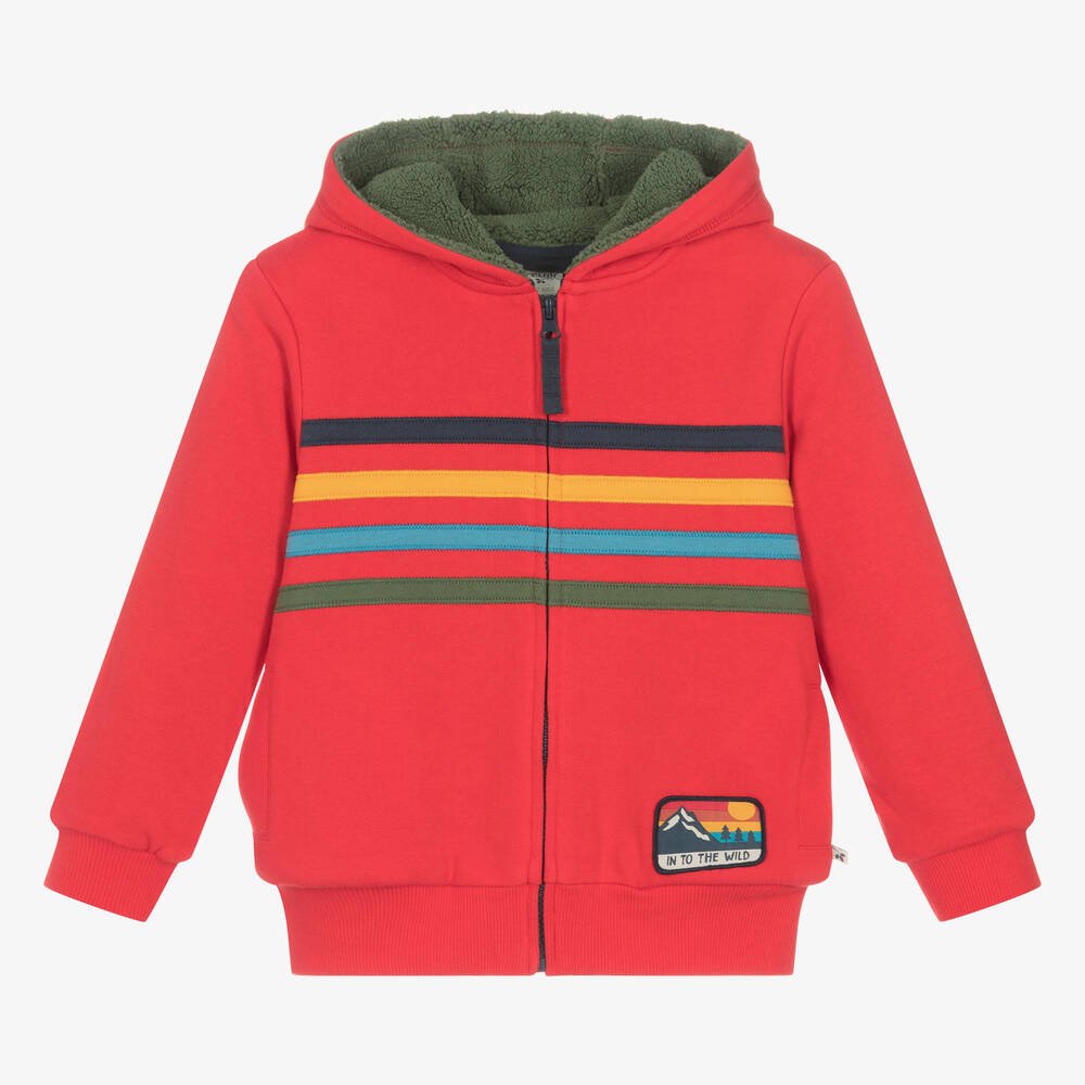 Frugi - Sweat à capuche rouge zippé garçon | Childrensalon