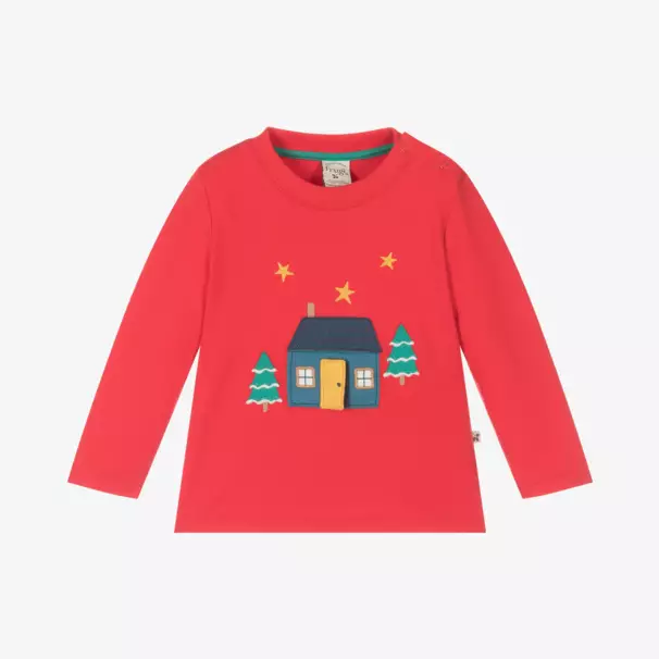Frugi-Boys Red Festive Cotton Shirt | Childrensalon Outlet
