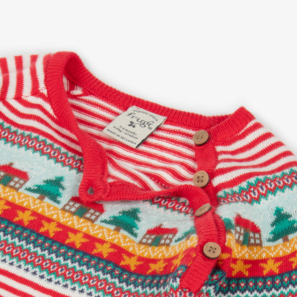 Frugi-Boys Red Knit Babygrow | Childrensalon Outlet