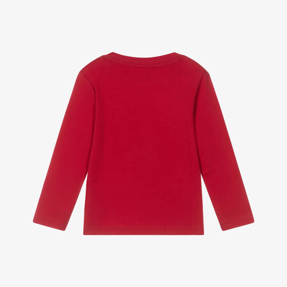 Frugi-Boys Red Organic Cotton Reindeer Appliqué Top | Childrensalon Outlet