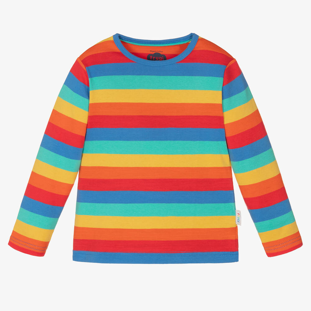 Frugi - Boys Red Striped Cotton Top | Childrensalon