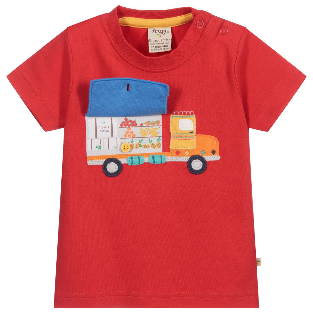 Frugi-Красная футболка с грузовиком для мальчиков | Childrensalon Outlet