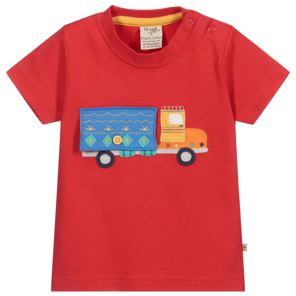 Frugi - Rotes T-Shirt mit Truck-Motiv (J) | Childrensalon