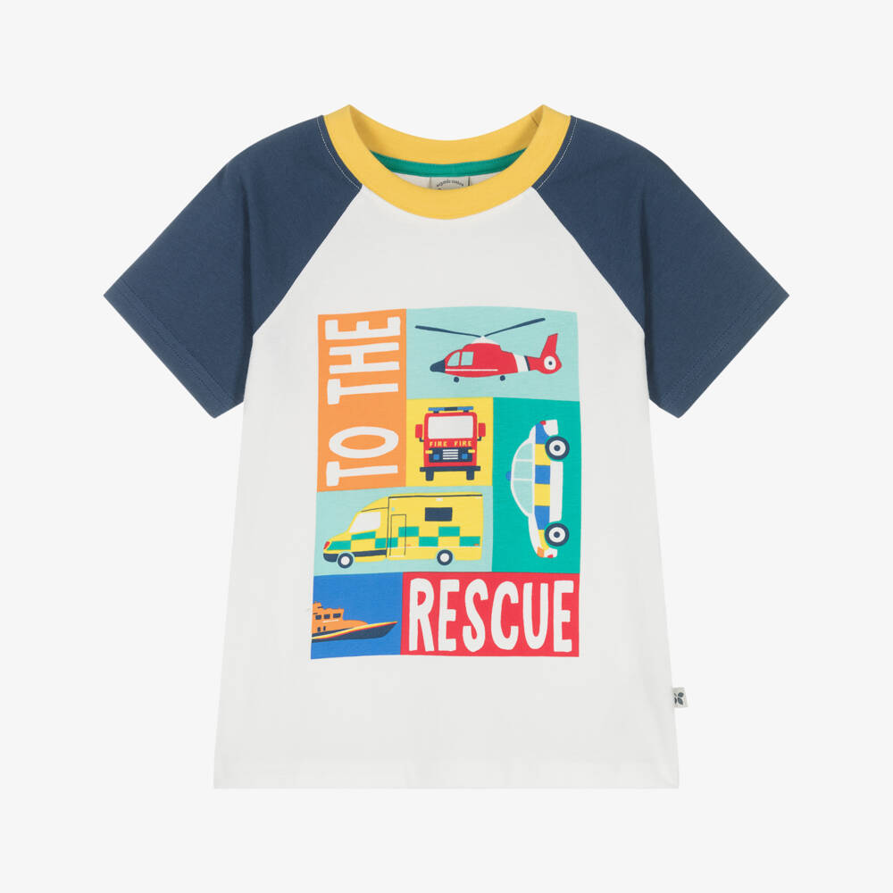 Frugi-Boys Soft White Cotton Tee | Childrensalon Outlet