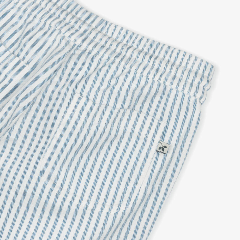 Frugi-Boys Striped Blue Cotton Twill Shorts | Childrensalon Outlet