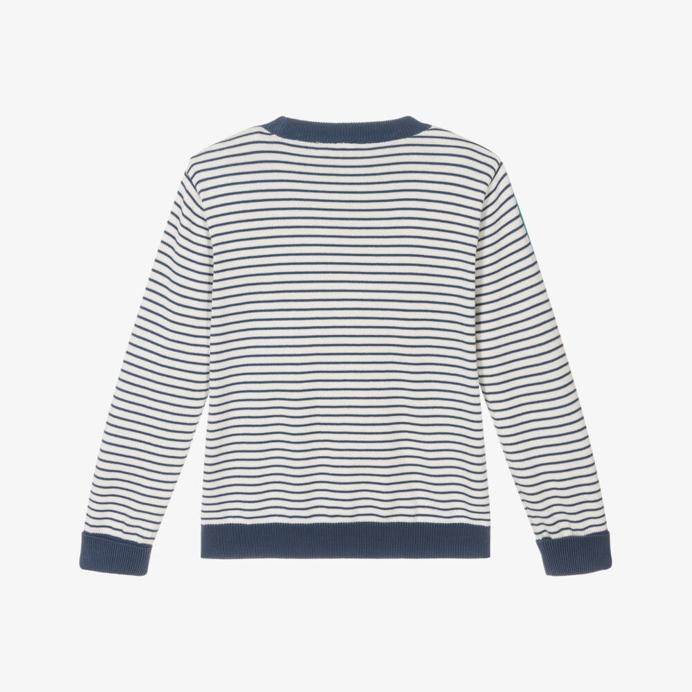 Frugi-Boys Striped Cotton Snake Jumper | Childrensalon Outlet