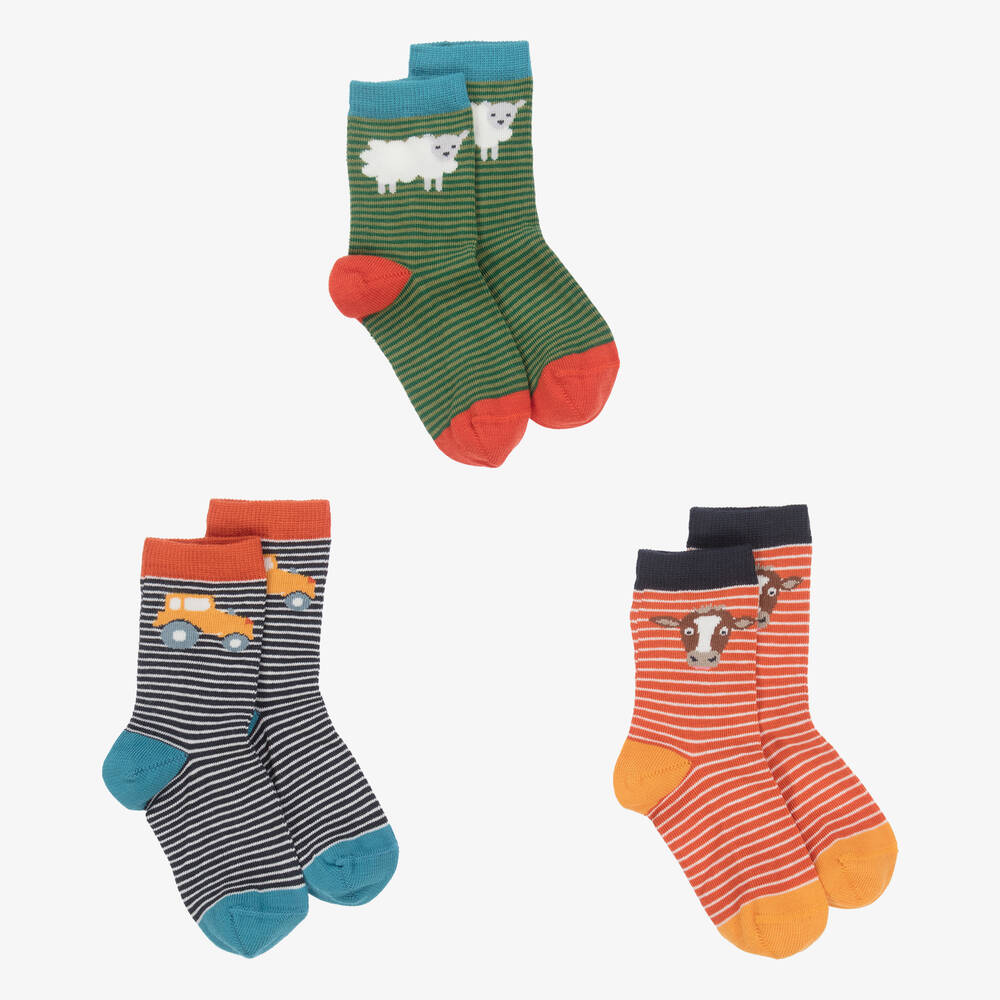 Frugi - Lot de 3 chaussettes coton rayé | Childrensalon