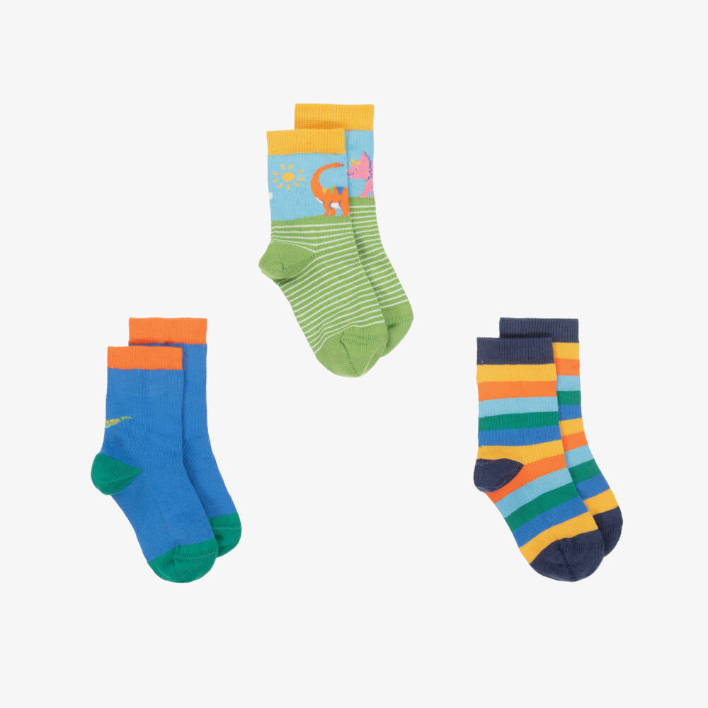 Frugi-Boys Trio of Blue & Green Socks | Childrensalon Outlet