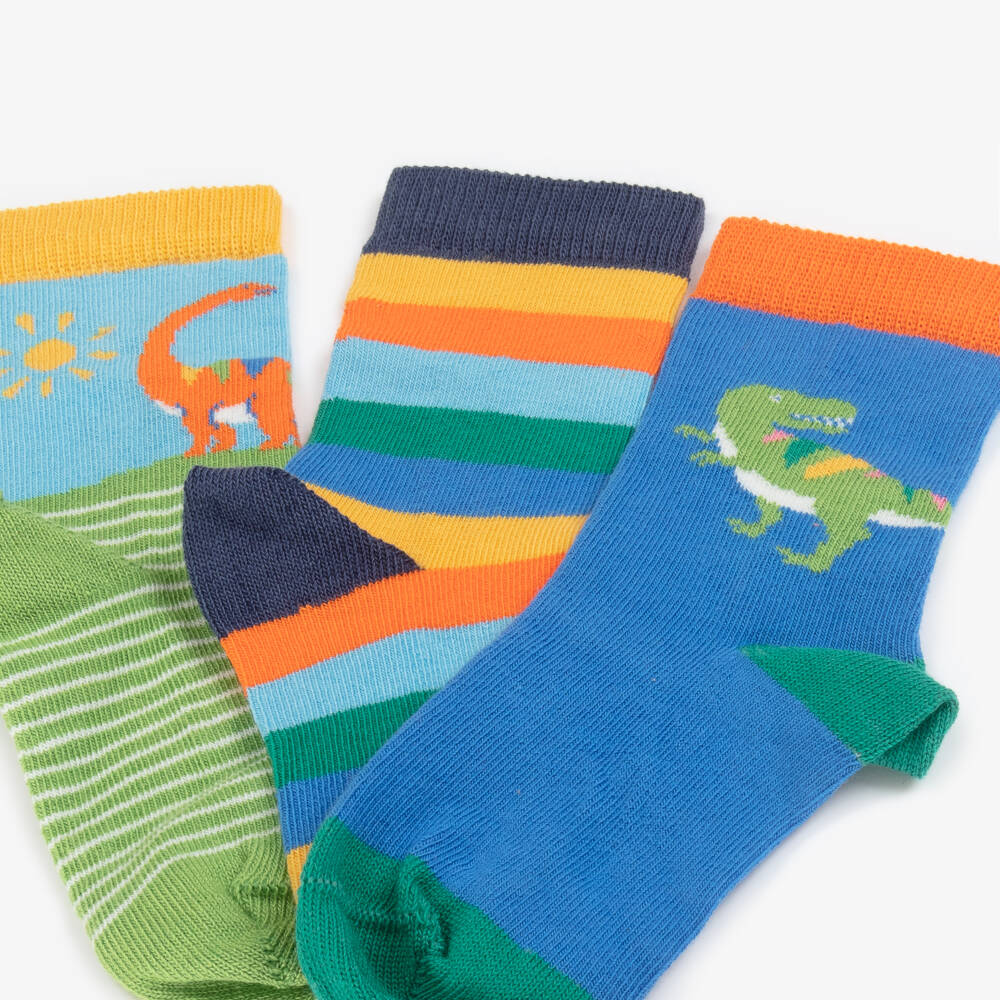 Frugi-Boys Trio of Blue & Green Socks | Childrensalon Outlet